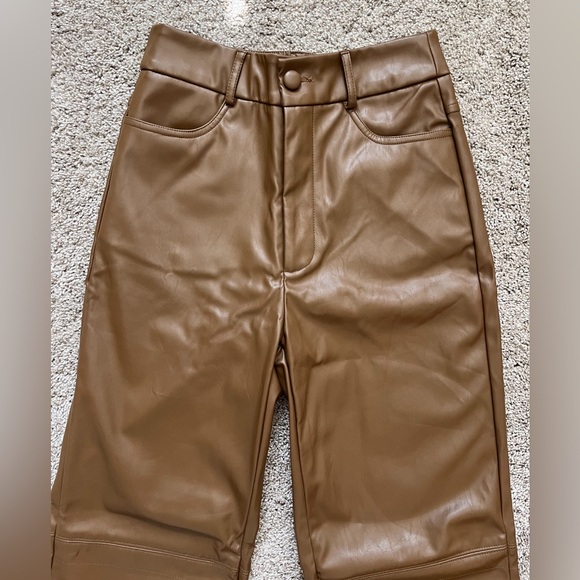 SHEIN PETITE XXS Brown Faux Leather Pants - Picture 6 of 16